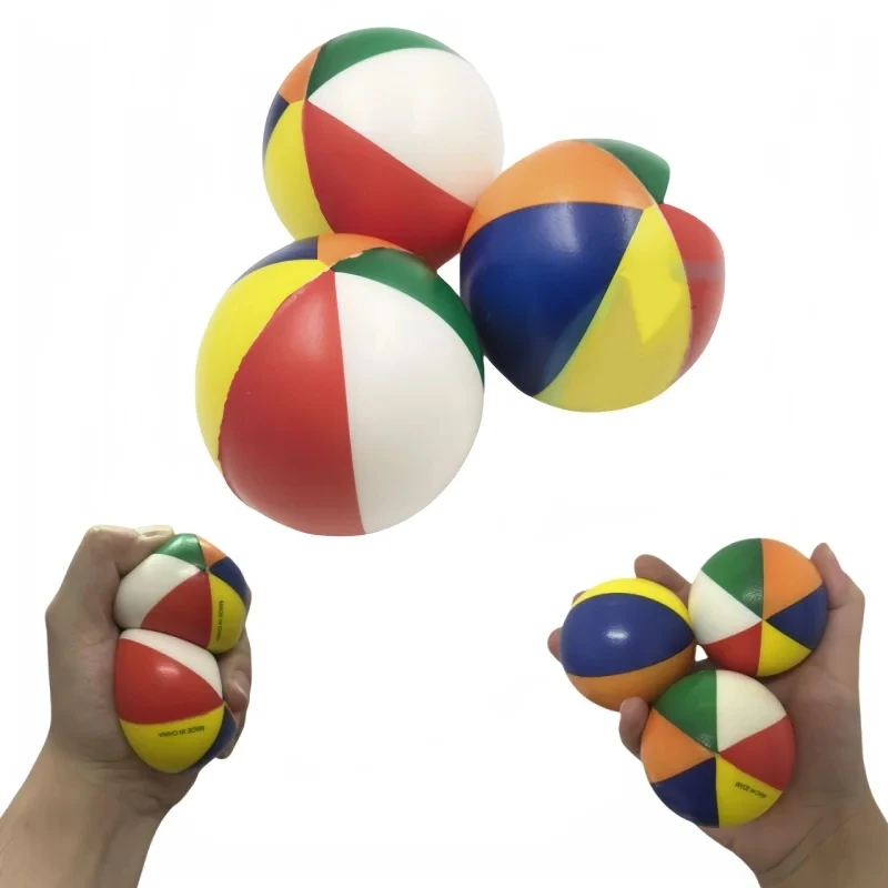 12Pcs Sponge Beach Pressure Beach Soft Ball Compression Decompression Toy Children's PU Foam Soothing Toy Wrist Sports Ball Gift