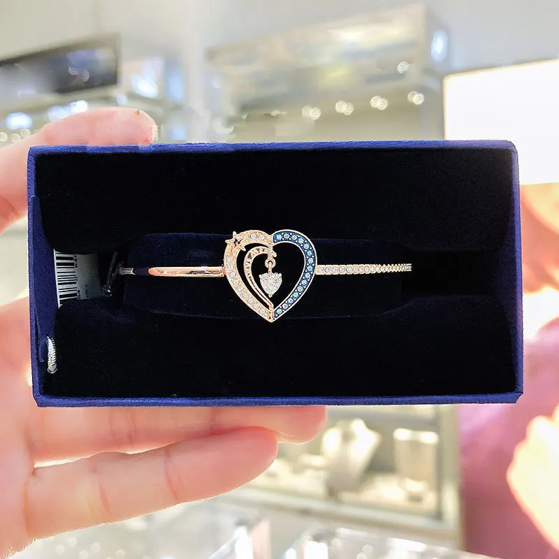 Buy One Get One Free S925 Sterling Silver Full Diamond Starry Night Honey Language Heart-shaped Bracelet for Women