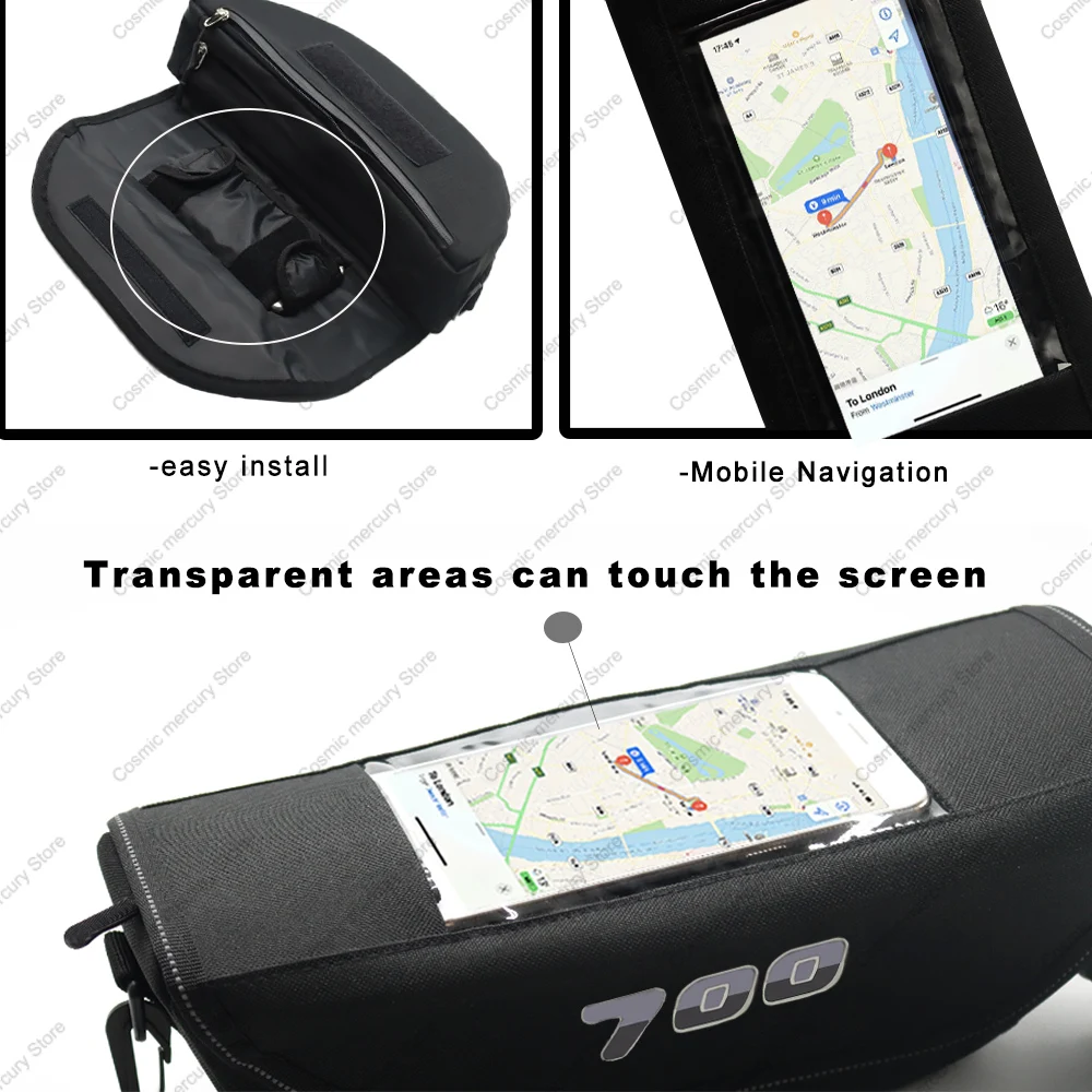 For QJ Motor SRT 700 X 2024 Motorcycle Handlebar Travel Bag Motorcycle Waterproof And Dustproof Handlebar Storage Bag