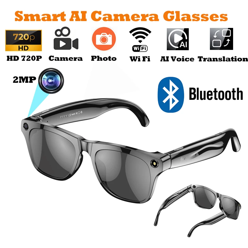 

xkoenPro AI Smart Glasses HD 720P Camera Polarized Sunglasses Mini Camera Video Recorder Security Sports Glasses For Men Women