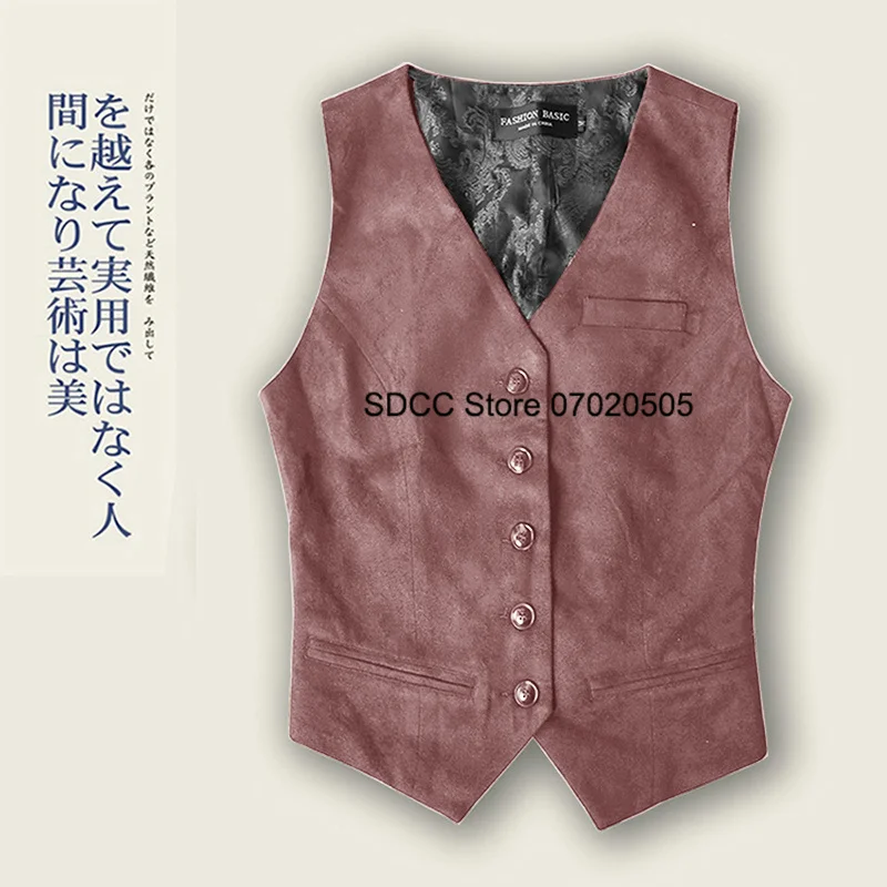 Sleeveless Women's Vest V-Neck Single Breasted Suede Slim Fit Jacket for Party Events Lady Tank Top
