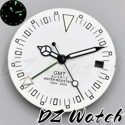 DZ 29mm 515 Quartz Watch Dial Black White Dial With Hands Green Luminous Fit RONDA 515/RONDA 515-24H GMT Quartz Movement