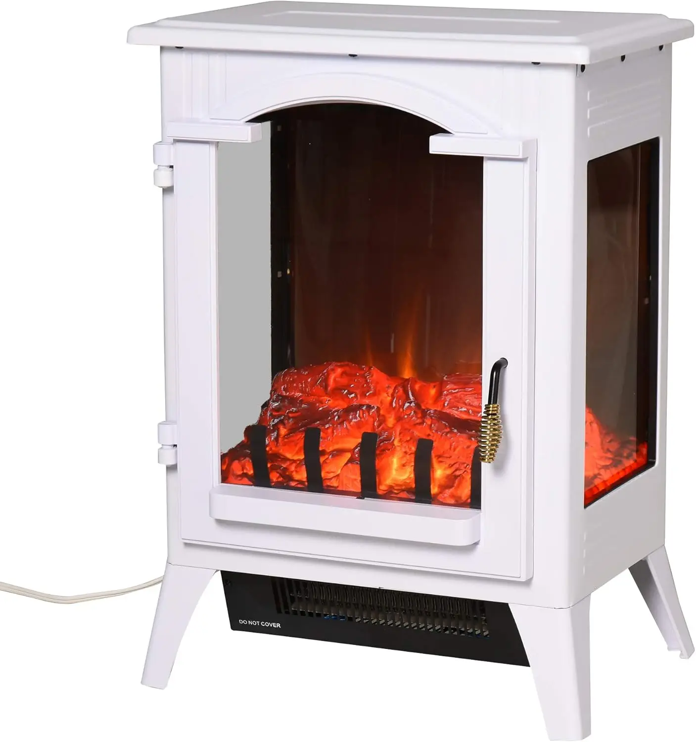 

23" Electric Fireplace Heater Fire Place Stove with Realistic LED Flames and Logs and Overheating Protection 750W/1500W White