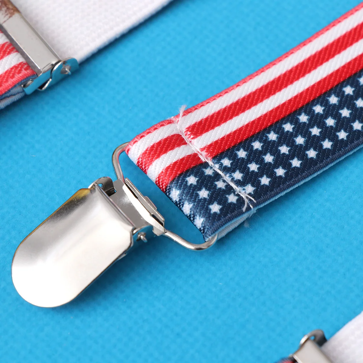 

Us Flag Adjustable Clip-on Suspenders Elastic Printing Y-Shaped Braces for Men Women Jeans Shorts Casual Suspender
