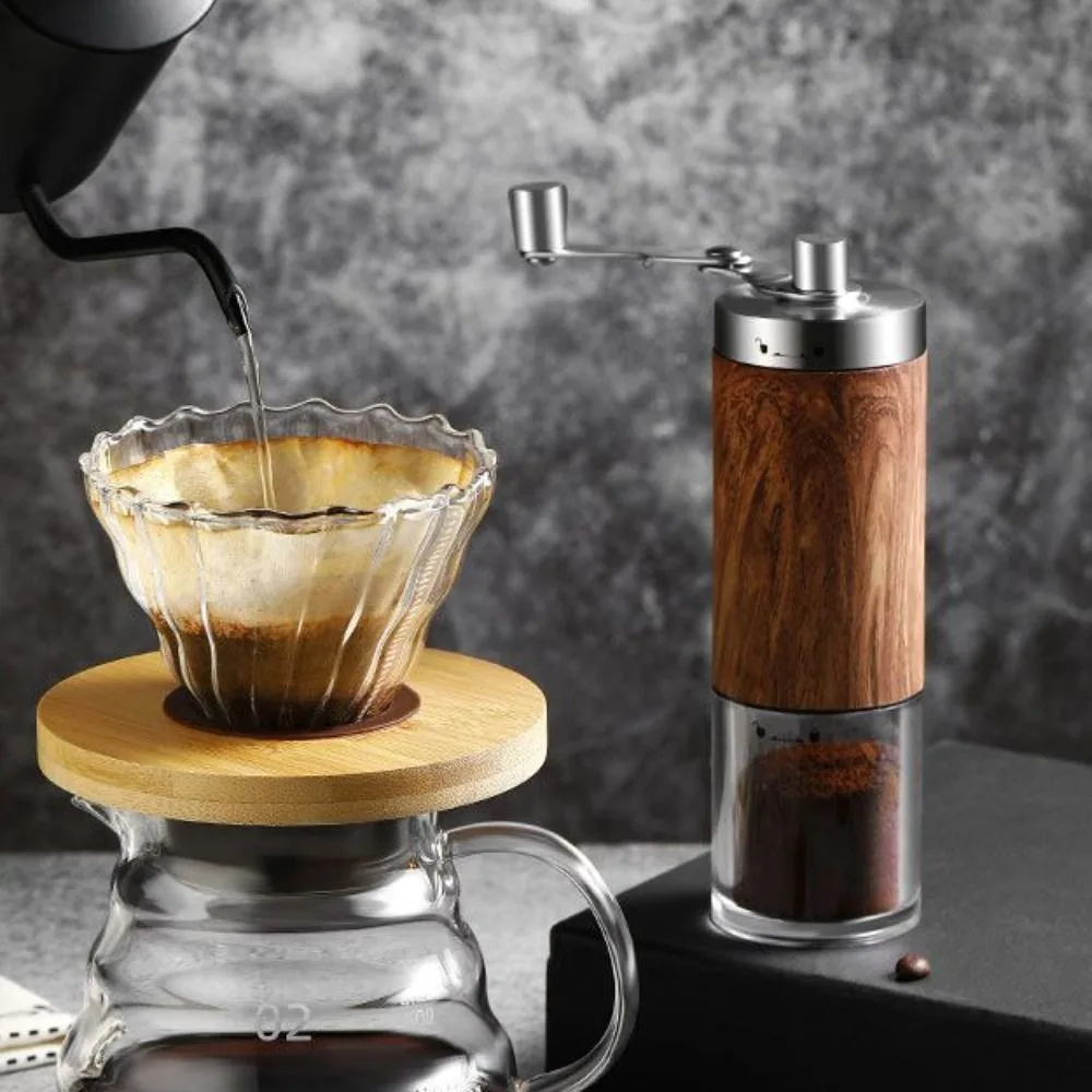 

Handheld Crank Hand Coffee Grinder Ceramic Grinding Core Wood Grain Coffee Bean Mill Detachable Handle