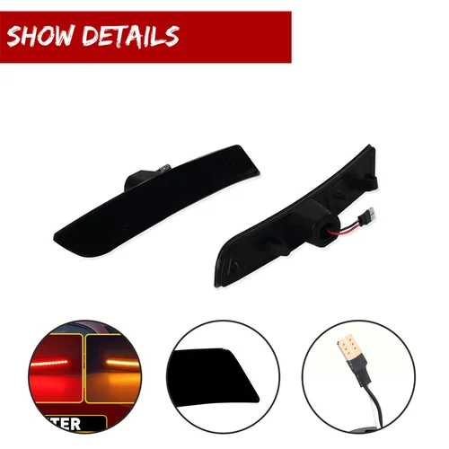 Imagen 2 del producto Luces indicadoras laterales del parachoques trasero delantero del coche luces de señal de giro luces de estacionamiento para Chevy Camaro 2016-2023 LED ámbar/rojo