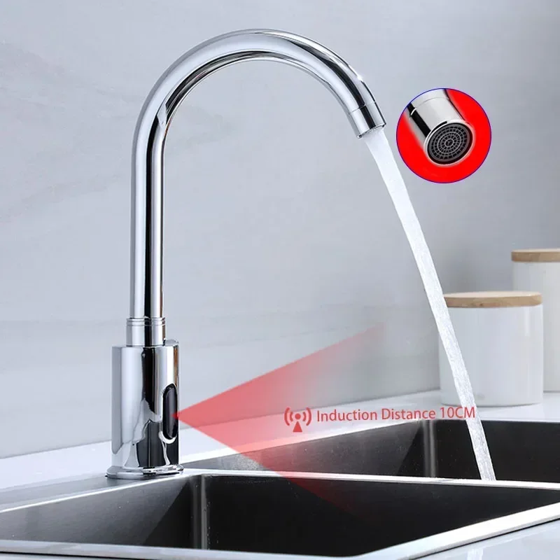 Smart Touchless Kitchen Bathroom Sink Faucet Automatic Intelligent Infrared Sensor Mixer Taps Chrome Gourmet Kitchen Faucets