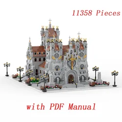 11358 Pieces with PDF Medieval Cathedral Historic Church Big Suit Building Toys with Street Lights Interior Details Adults Gifts