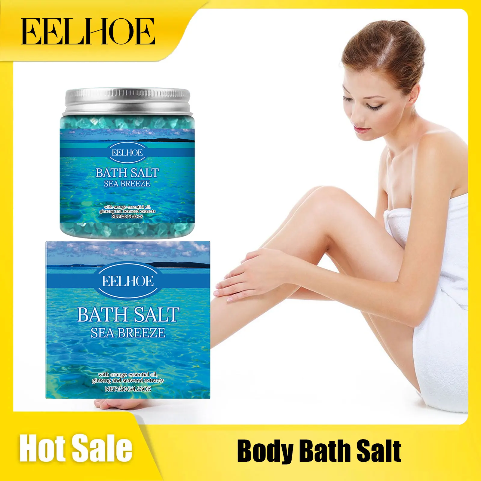 EELHOE استحمام الجسم ملح البحر تحسين الخشونة اشراق الجلد إزالة الأوساخ تخفيف التعب تقليص المسام الجسم بلوري ملح البحر #4