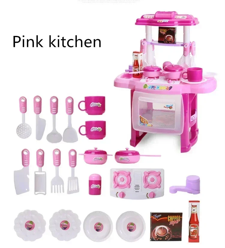 [Funny] Play house toy 22pcs/set baby mini kitchen sounding cookhouse set toy fun cooking game tools Pretend play kids best gift