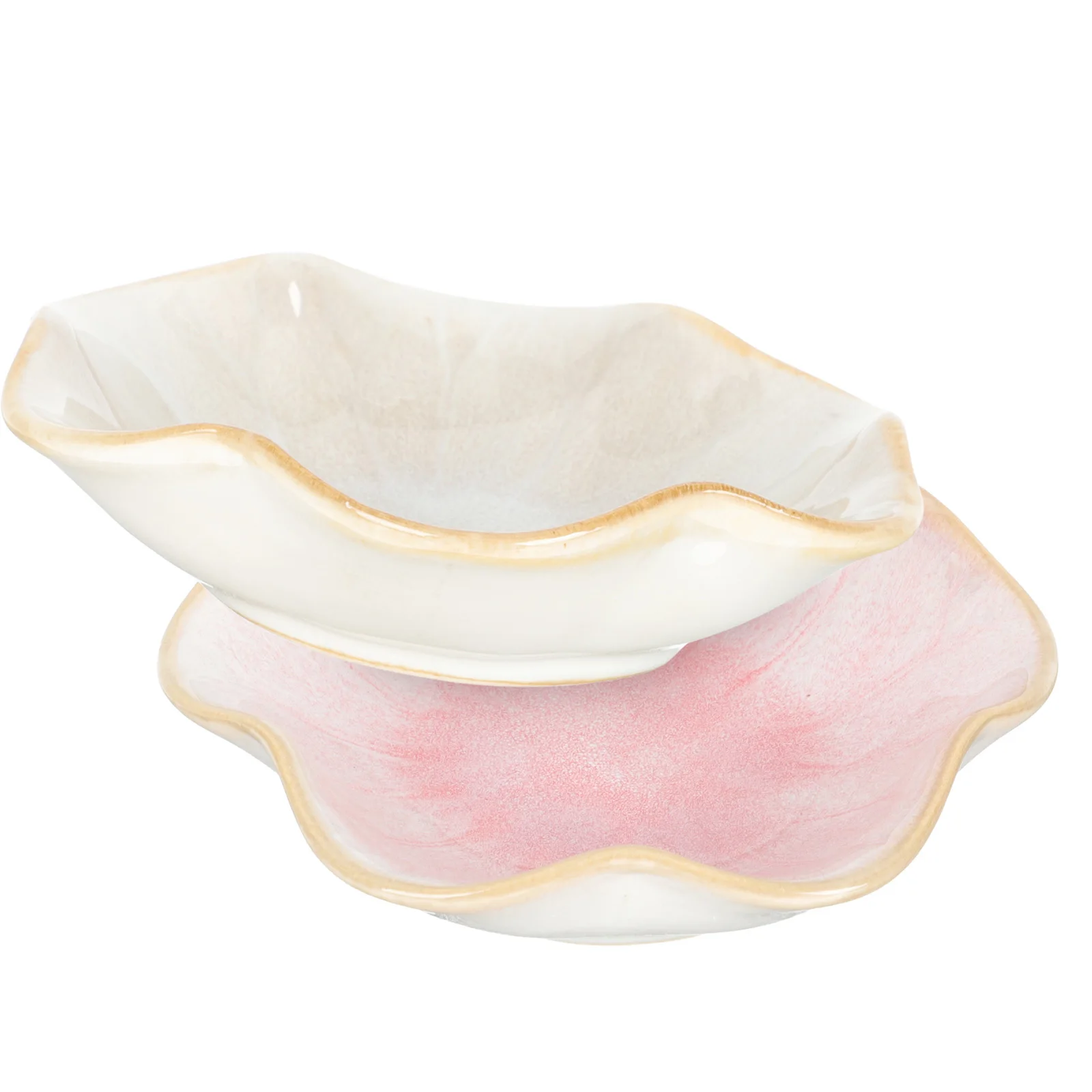 

2Pcs Ceramic Jewelry Tray Noble Atmosphere Ring Dish Necklace Storage Plate Wedding Valentine's Day Gift Jewelry Tray