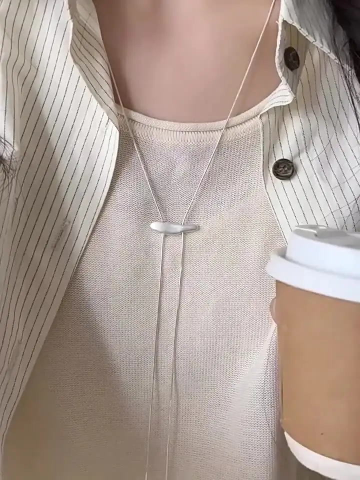 Novo minimalista cor prata fosco cobra osso corrente colar para mulheres moda ajustável longo camisola corrente luxo pescoço jóias