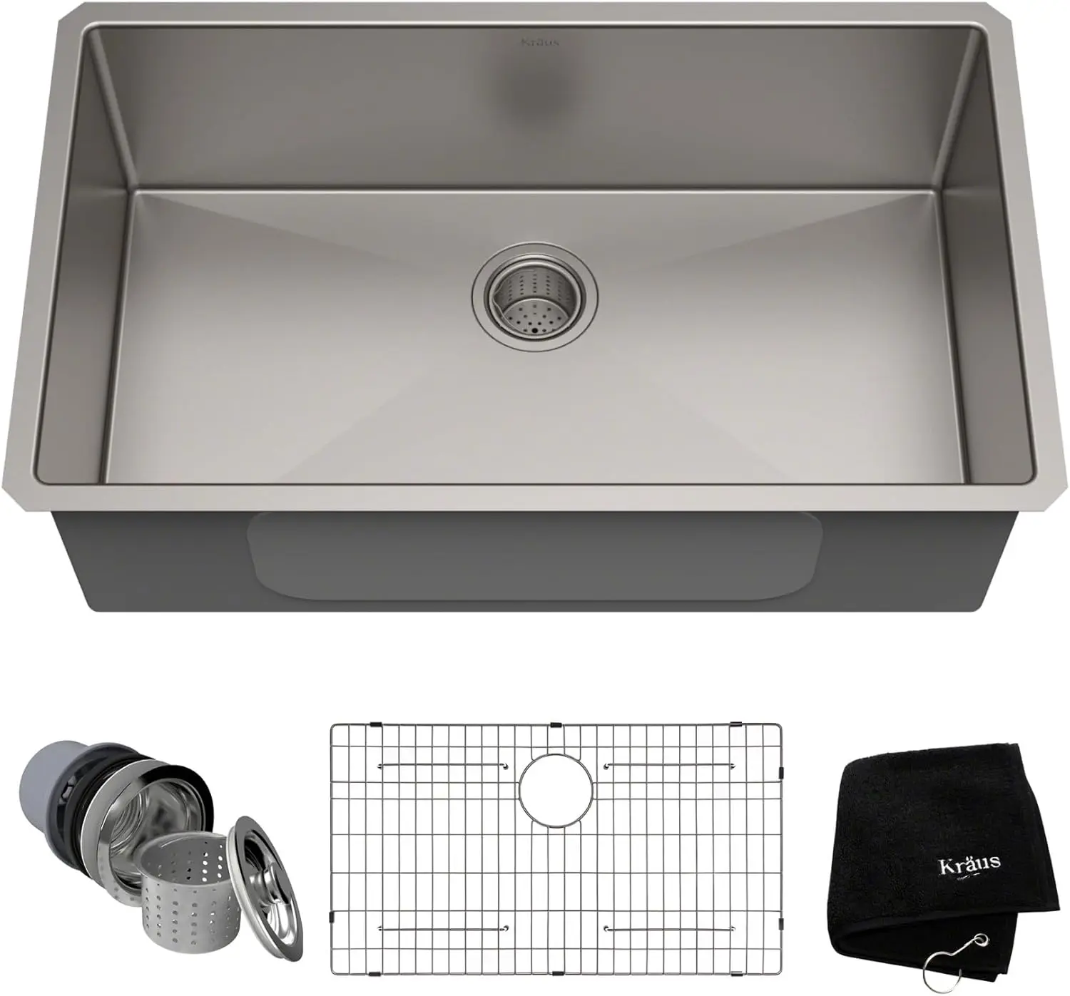 

Kraus KHU100-32 Standart PRO 16 Gauge Undermount Single Bowl Stainless Steel Kitchen Sink, 32 Inch