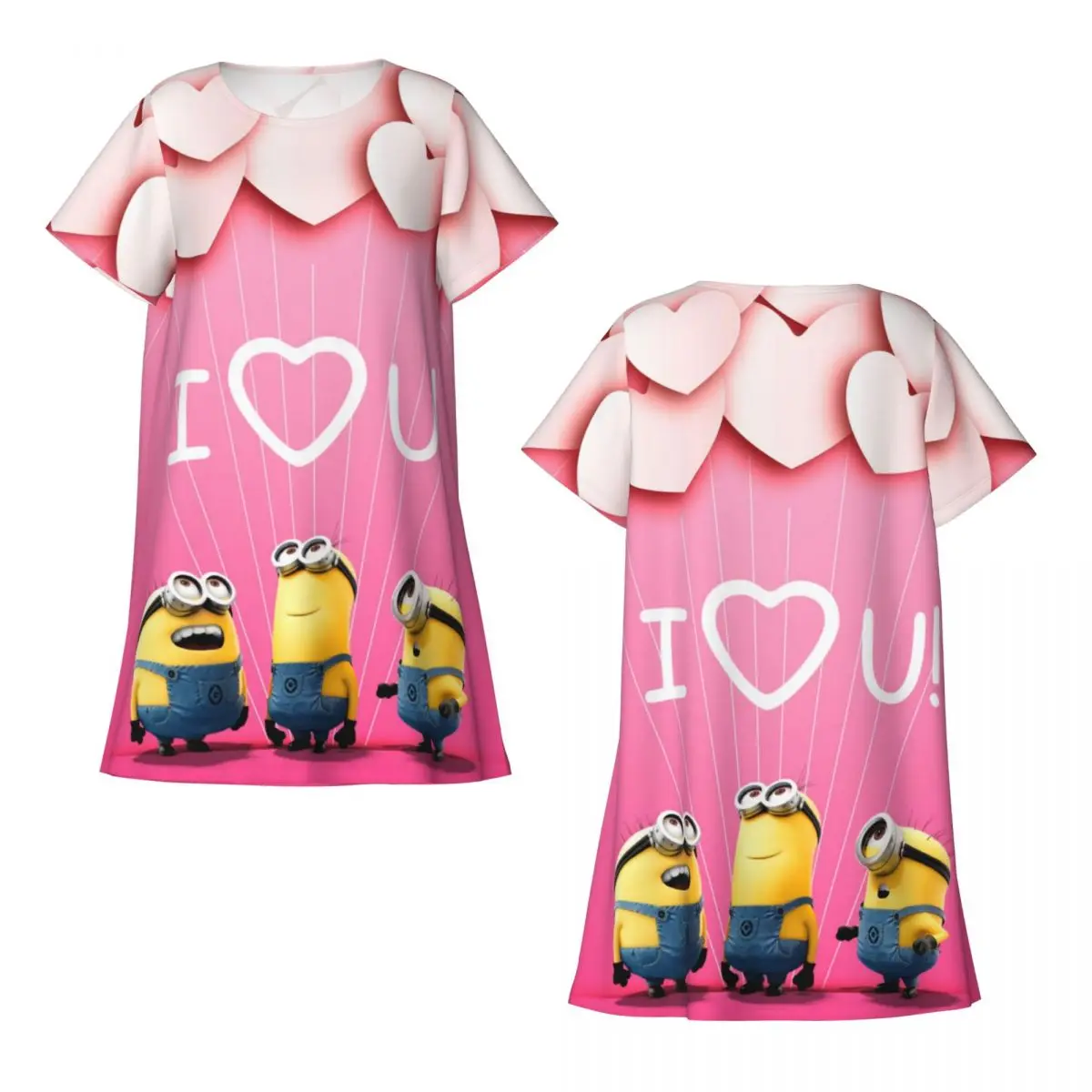 مخصص فيلم S- التوابع المرأة قصيرة الأكمام فستان النوم المطبوعة عين كبيرة قصيرة الأكمام قمصان النوم للمشي عطلة قمصان النوم