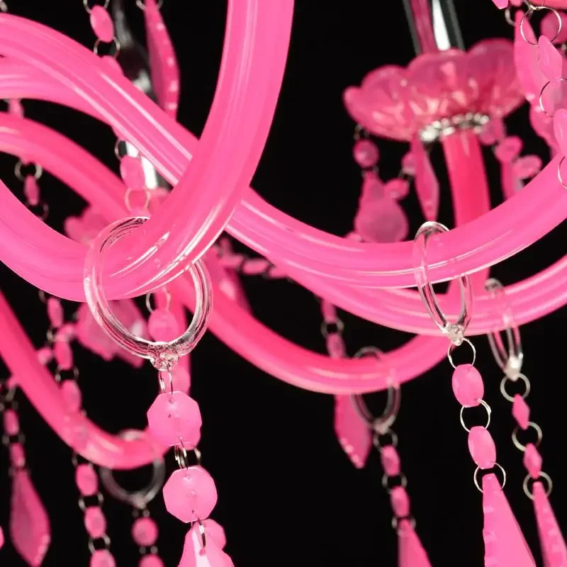 Pink Crystal Chandelier Lustre Crystal Chandelier 5/6/8/10/12/15/18 Arm Optional Lustres De Cristal Chandelier Without Lampshade