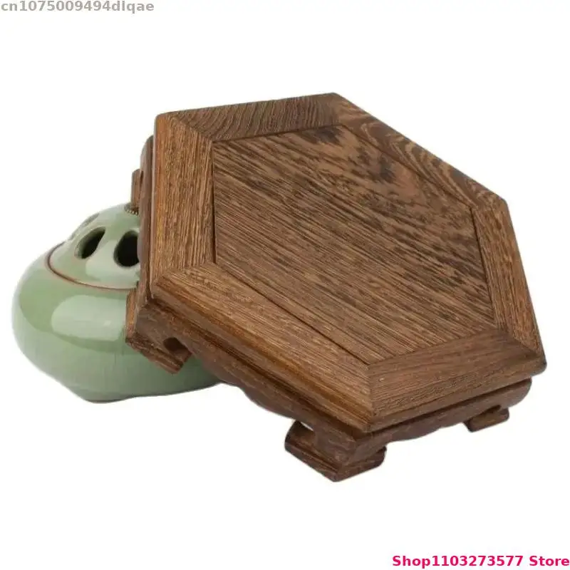 แจกันฐานชั้นวางงานฝีมือทำจากไม้แนววินเทจฐานรูปปั้นขนาดเล็กมีขอบระเบียงต้นไม้บอนไซเตาธูปฐานแจกันตู้ปลา