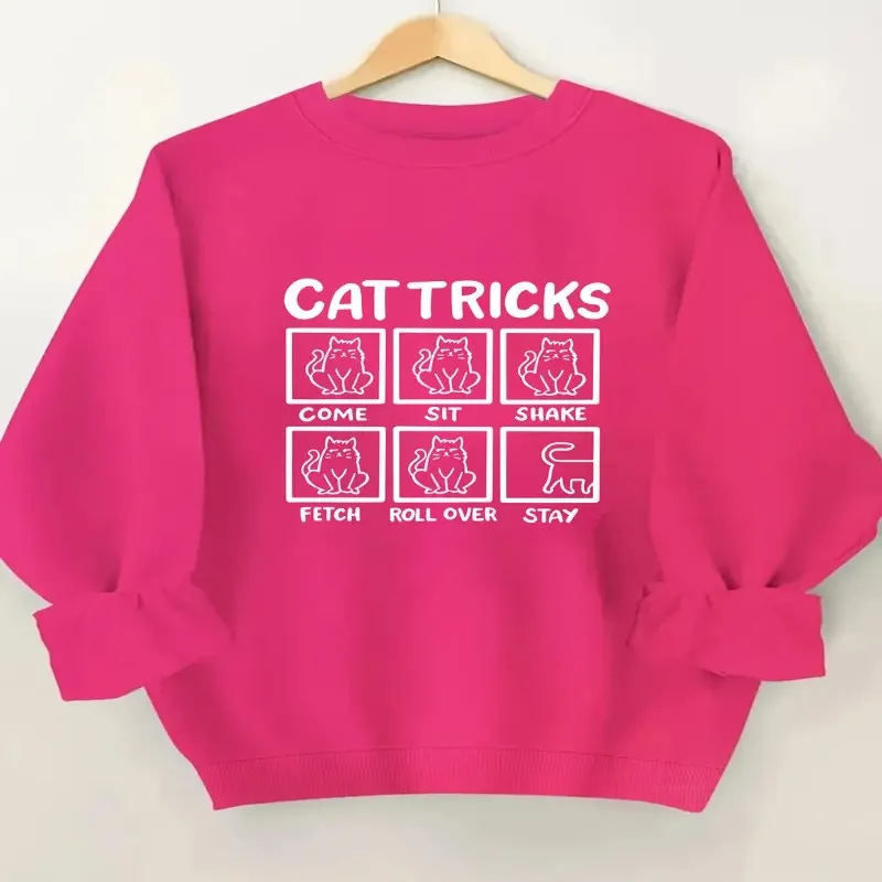 

Осенне-зимняя одежда, женский свитшот большого размера, большие размеры, кошачьи трюки, художественная графика, круглый вырез, дышащая ткань, уличный стиль