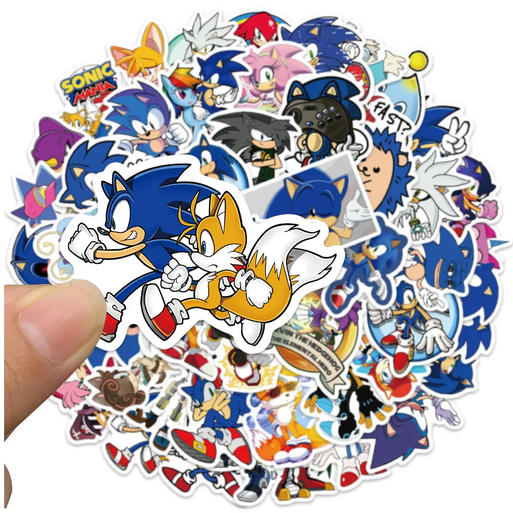 50Pcs/Set Cartoon Sonic Stickers Hedgehog Anime Toys Cartoon Graffiti Sticker for Water Bottle Laptop Luggage