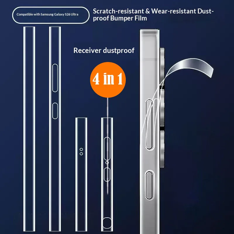 5 Sets Rahmen-Hydrogel-Folie Seitenschutz Staubnetz-Schutzfolie für Samsung Galaxy S26 Ultra Klare Randaufkleber Transparente Folie S26 Plus