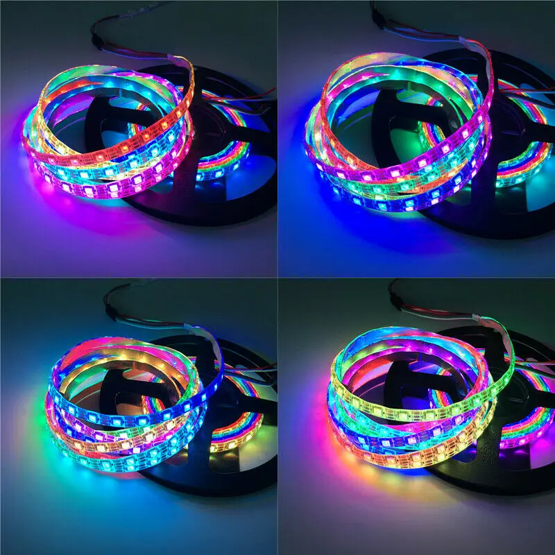 WIFI RGBIC WS2811 Dreamcolor Light Strip Kit Work With Alexa Google Home 12V 5M 10M 60leds/m Flexible Light Tape 38Key IR Remote