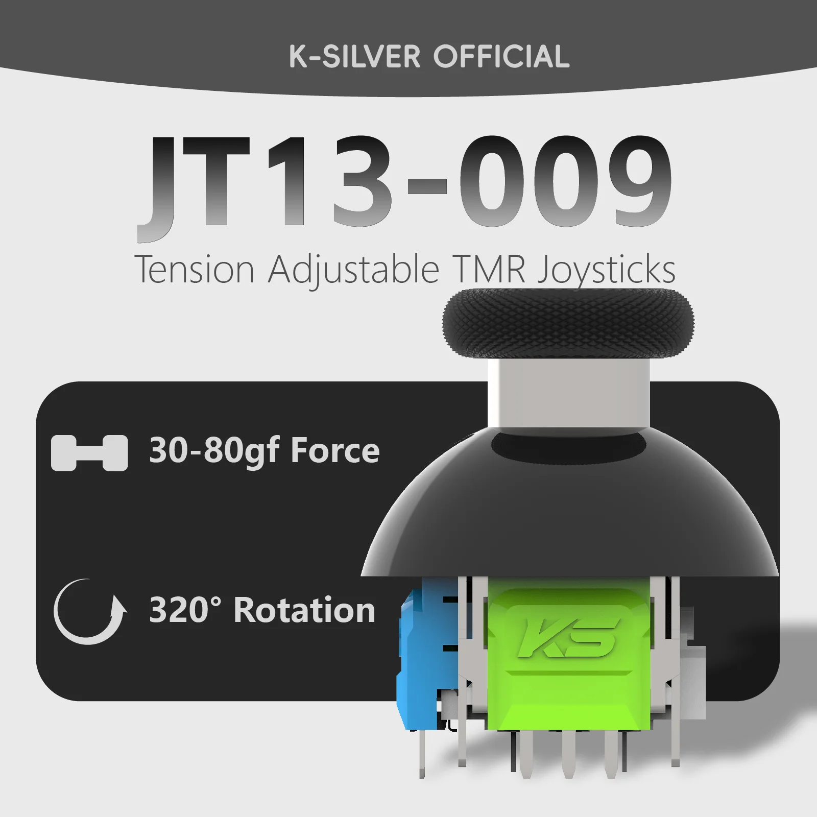 JT13-009 K-Silver Tension Adjustable TMR Magnetic Joystick Replacement, Anti-drift Stick Repair Module for PS4/PS5/Switch PRO