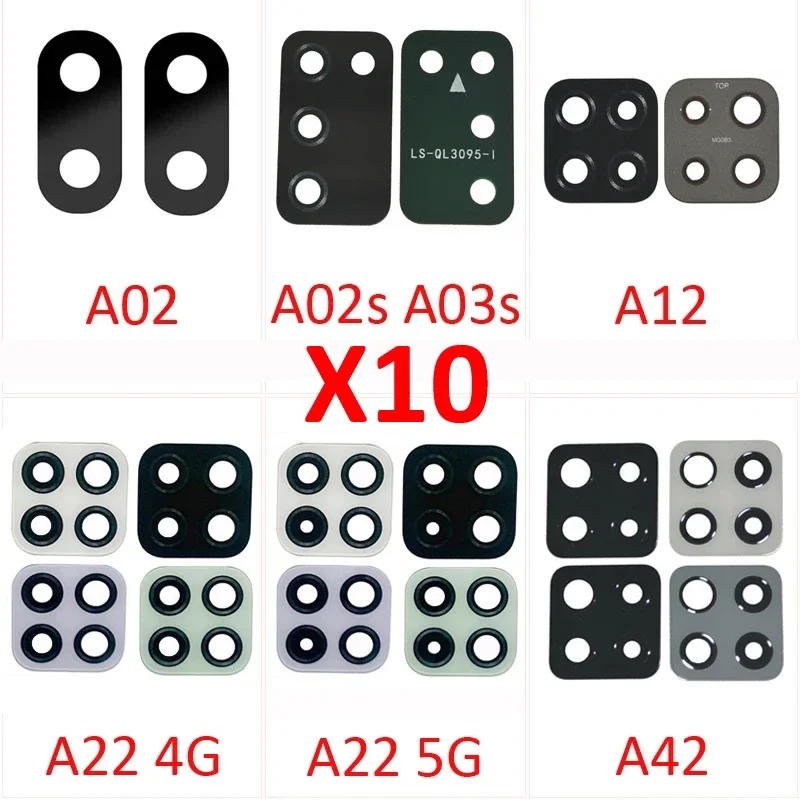 

10 шт. объектив камеры для Samsung A02 A02s A03s A12 A22 4G A225 5G A226 A42 A32 A52 A72 Запчасти для задней линзы телефона