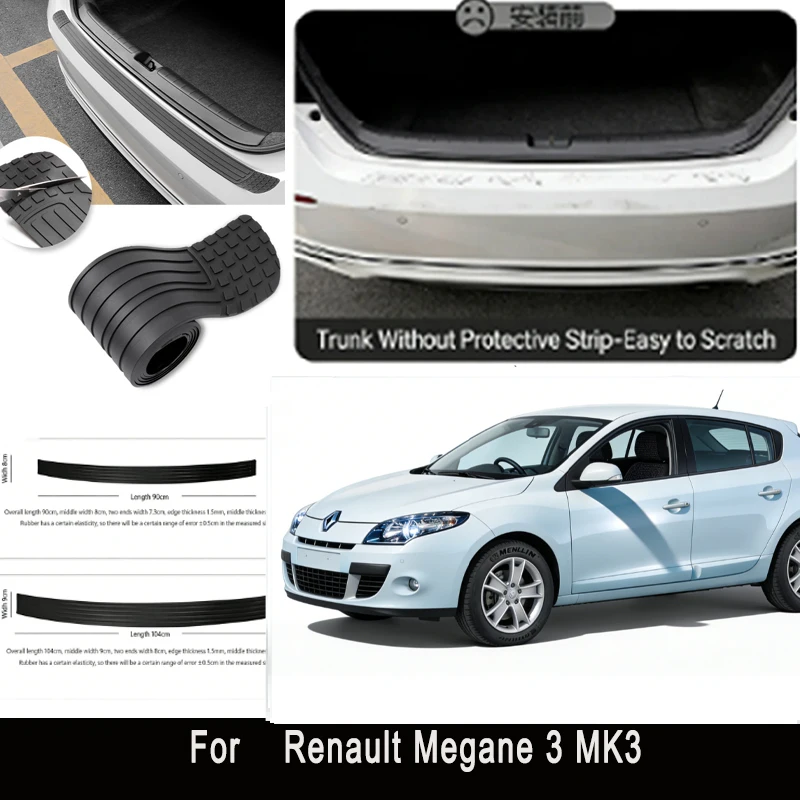 

For Renault Megane 3 MK3 Rear Trunk Guard Plate Sticker Car Rear Bumper Trim Anti-Kicked Scratch Protector Sticker Strip