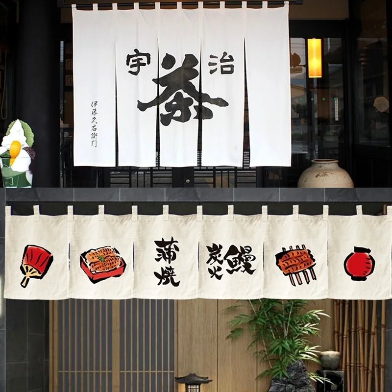 

Japanese Door Curtain Sushi Resturant Decor Ramen Pennant Izakaya Partition Curtains Bistro Banner BBQ Hanging Curtain Custom