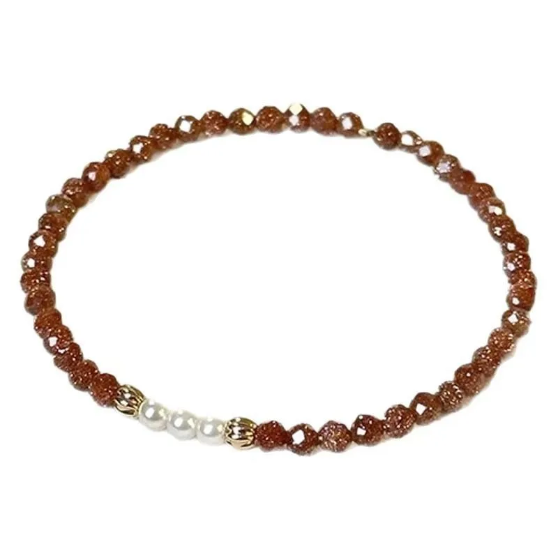 

New Red Jinsha Stone Beaded Bracelet for Women, Small and Simple, Sun Stone Versatile, High end, Birthday Bracelets