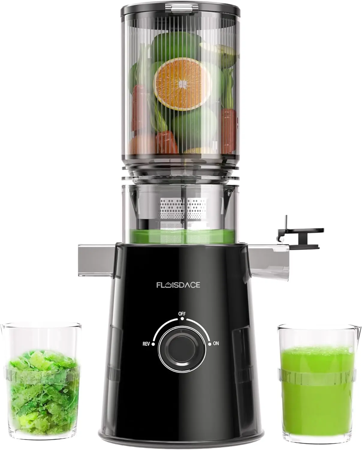 

Cold Press Juicer, Slow Masticating Juicer Machines with 5' Feeding Chute Fit Whole Fruits&Vegetables, Stainless Steel