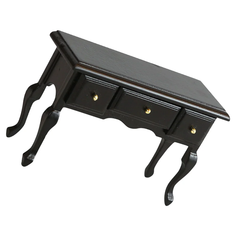 Dollhouse Table Tiny Wooden Desk Miniature Model Tabletop Furniture Wear-resistant Computer Ornament Ornaments Writing