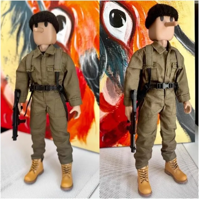 1/12 Schaal Mannelijke Soldaat Trendy Militaire Werkkleding Jumpsuit Effen Kleding Model voor 6 "Actiefiguren Lichaamsdecoratie Props