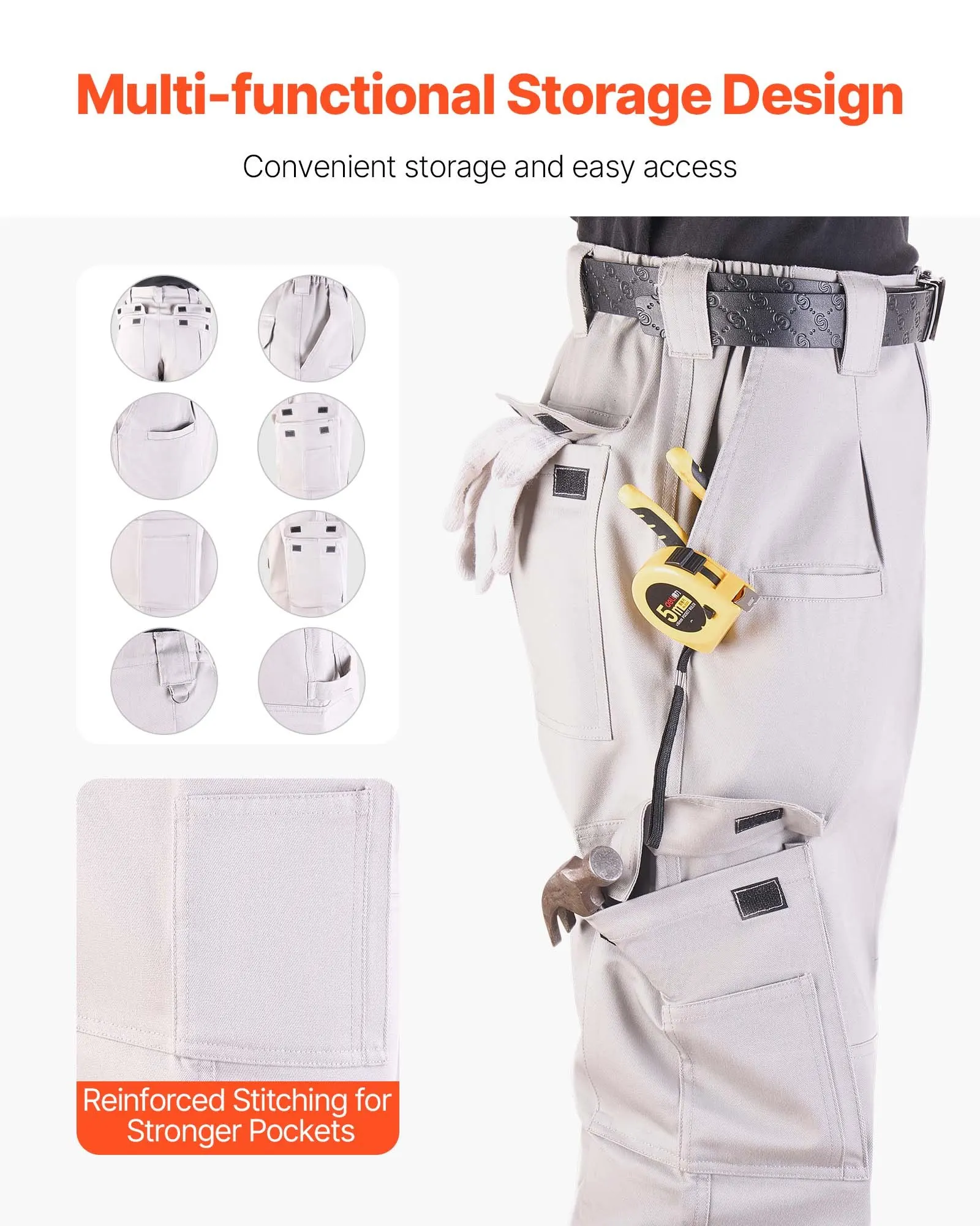 

FR Pants For Men, 9 Oz 100% Cotton, Flame-Resistant Cargo Pants With Multi-Pockets And Elastic Waist, Reinforced Tear-proof