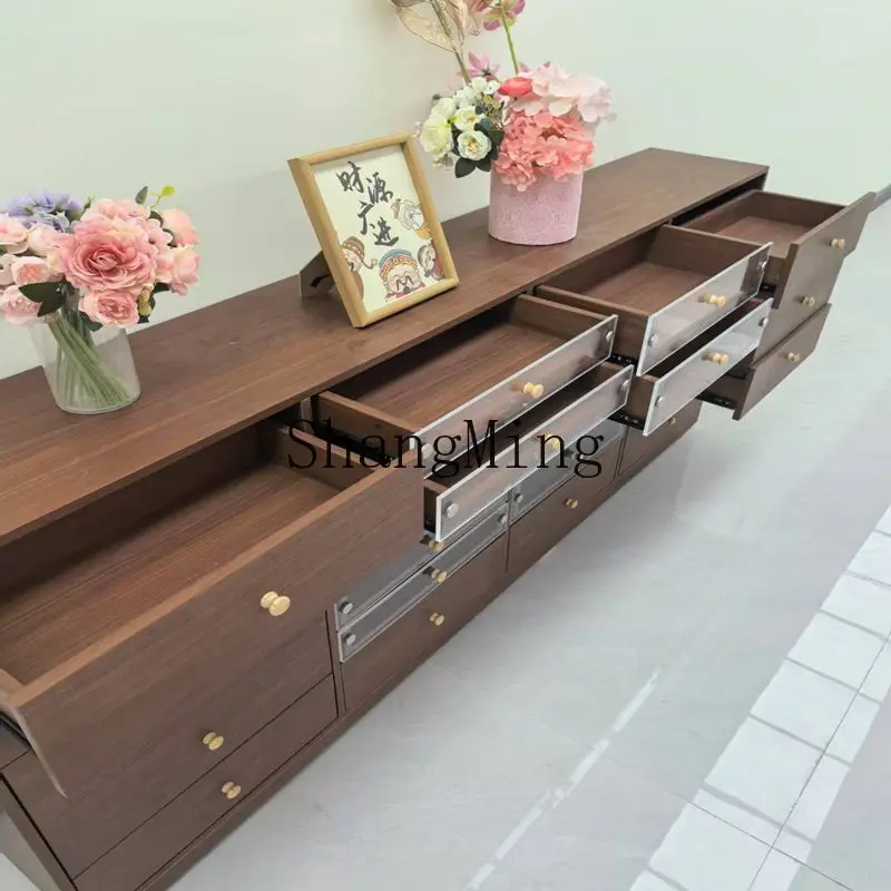 Novo Armário de Manicure Retro em Madeira Sólida Cor Noz, Armário de Exibição para Armazenamento de Esmaltes