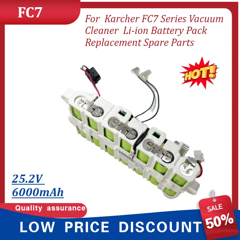 

Compatible with Karcher FC7 Series Vacuum Cleaner 25.2V 6000mAh Li-ion Battery Pack Replacement Spare Parts