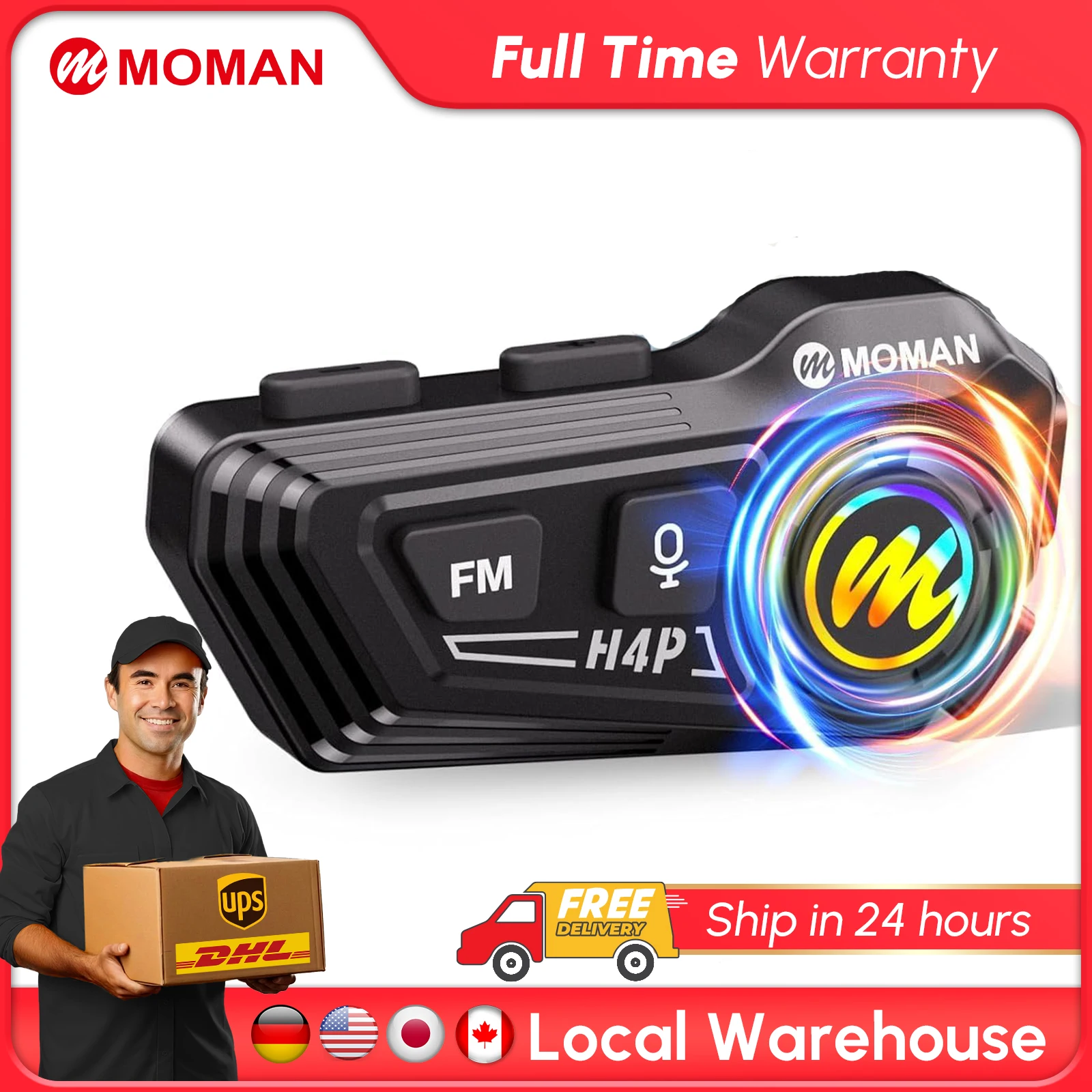 

Moman RS-H4P Motorbike Helmet Headset Dual Noise Reduction with Hi-Fi Soft Motorcycle Helmet Speakers-1000mAh Strong Battery