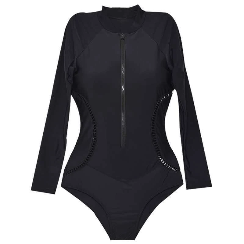 Maillot de bain une pièce à imprimé floral pour femme, bikini à manches longues, monokini de surf, tenue de plage, 2024