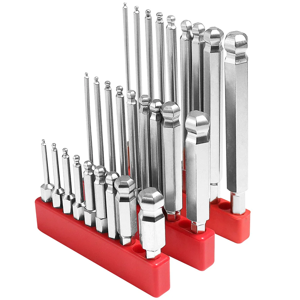 9Pcs Kit 1/4" 50/75/100mm H1.5-H10 Ball Head Hex Magnetic Screwdriver Bit Set S2 Electric Drill Hexagonal Screwdriver Tools