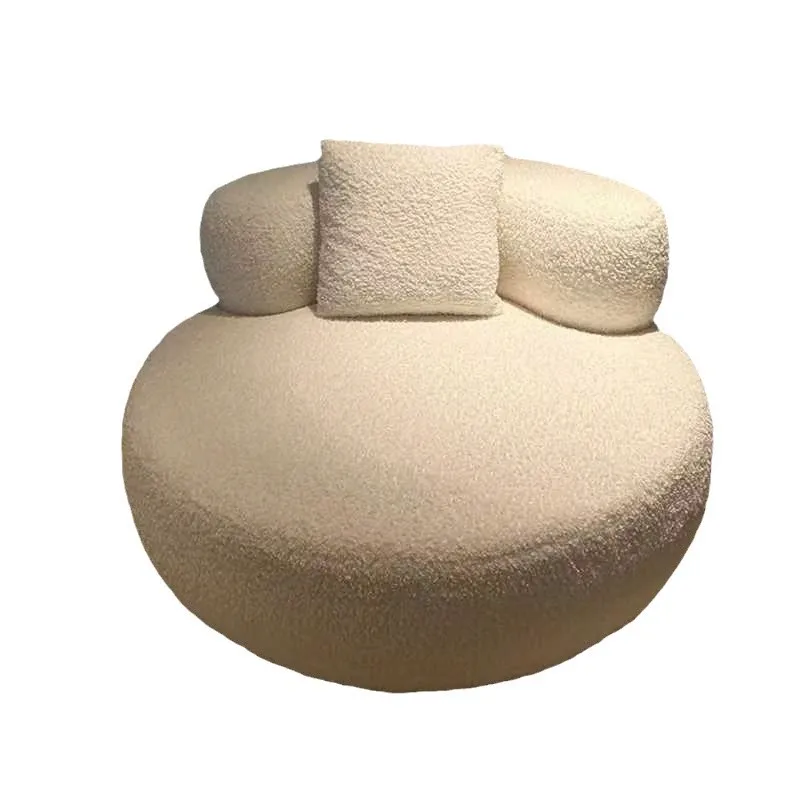

Nordic, small apartment, living room, round, single, sofa, light luxury, cream