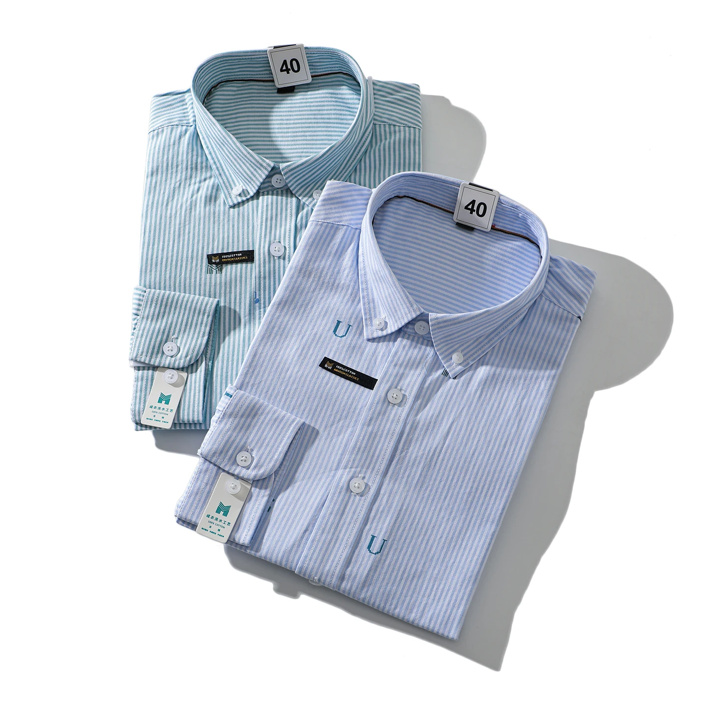 

Washed Cotton Casual Shirt Men's Fashion Striped Long Sleeve Combed Cotton Standard Fit Business Style Button up Autumn New