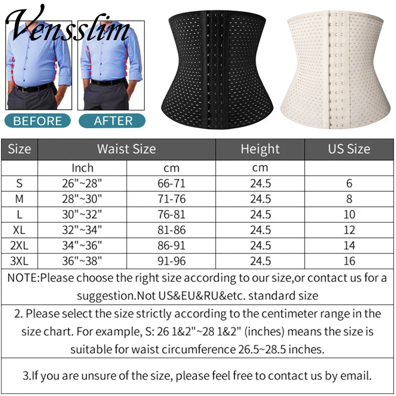 Vensslim Men Waist Trainer Corset Slimming Body Shaper Weight Loss Fitness Sweat Belt Tummy Control Compression Belly Girdles