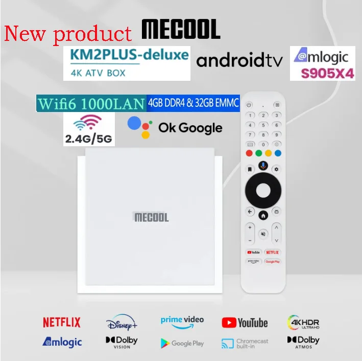 Imagem -03 - Mecool-smart tv Box Km2 Plus Versão Global de Luxo 4k Certificado Google 4g 16 32g 5g Wf6 Usb 3.0 100 1000m Lan