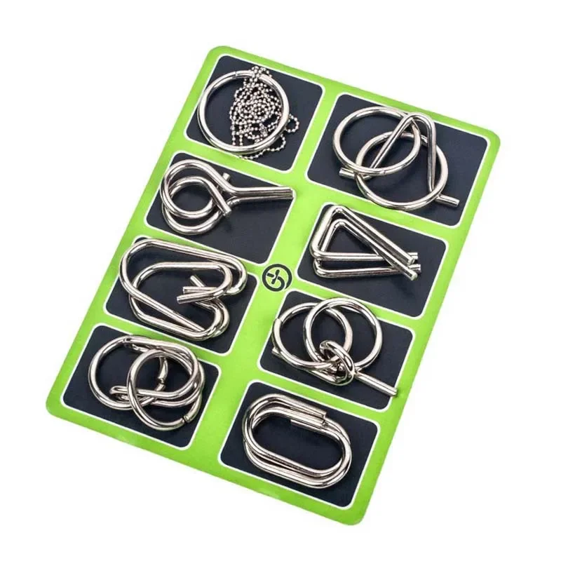 8pcs/set Metal Montessori Interest Wisdom Wire Intelligence Brain Teaser Puzzle Children Adult Interactive Game Puzzle Toys