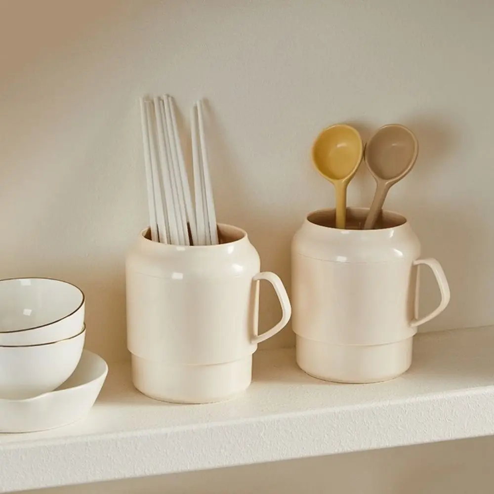 

Plastic Double Layer Chopsticks Cage Detachable Drainage Cutlery Drain Rack Large Capacity with Handle Spoon Fork Storage Holder