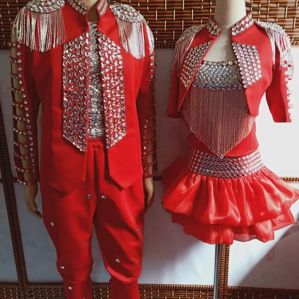 Costume de soirée en cristal pour hommes et femmes, tenue de carnaval, vêtements de spectacle, danse sur scène, luxe, club