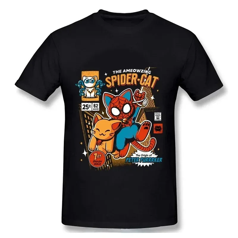 2024 Spider Cat T-Shirt Marvel's Spider-Man Fashion Streetwear Shirt Men Women Couple T Shirt Hip-hop O-neck Print Tees Tops