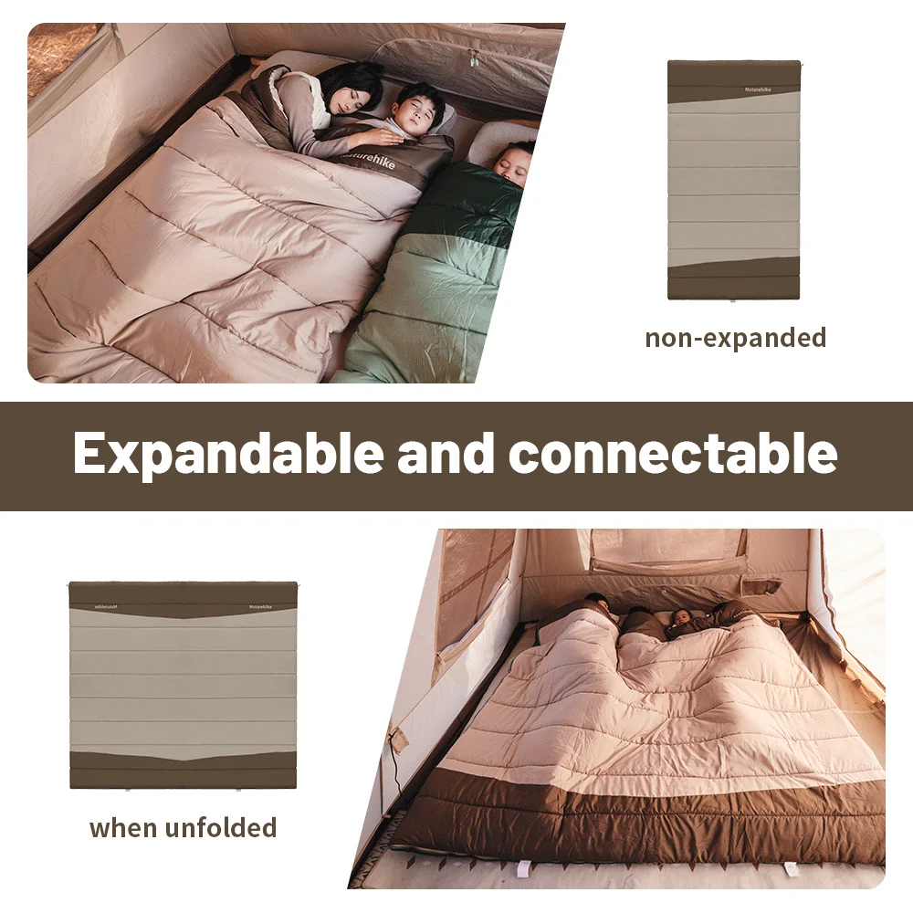 Naturehike YC300 Sleeping Bag Ultralight Envelope Type Double Sleeping Bag Spring Autumn 2 In 1 Camping Cotton Sleeping Bag