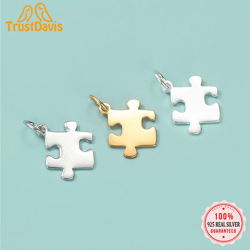 

TrustDavis Настоящее серебро 925 пробы, модный креативный пазл, Очаровательная подвеска, аксессуары ручной работы, Изящные Ювелирные изделия, оптовая продажа HY429