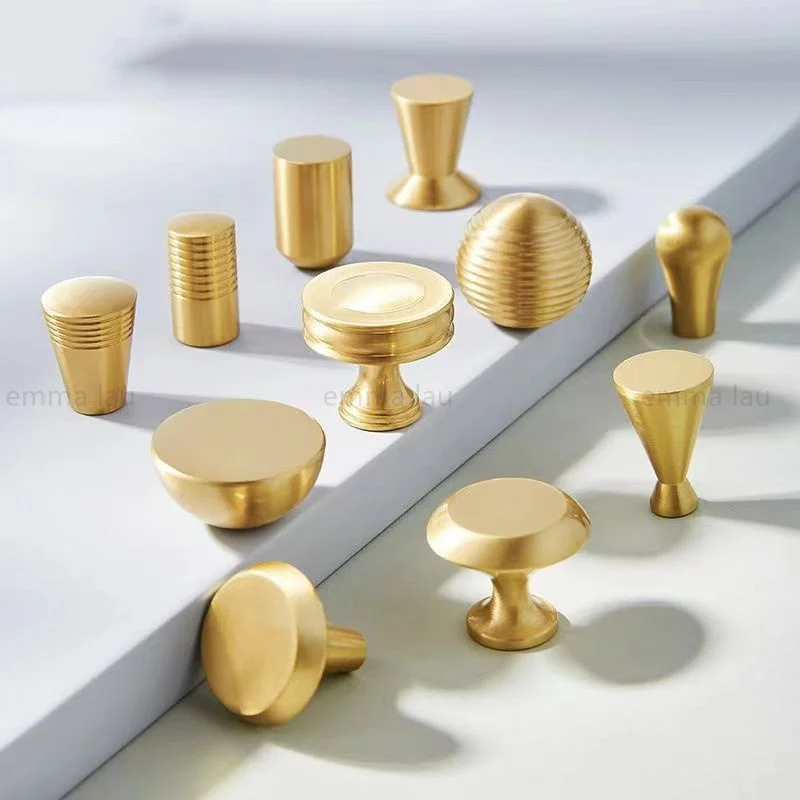 Moderne goldene Möbel Griff Schublade Knopf massives Messing runde Zylinder griffe für Schrank tür Küchen schrank Kleider schrank zieht