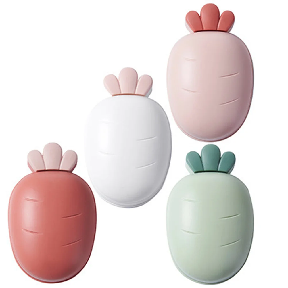 

4Pcs Carrot Style Soap Dish Holder Ideal for Bathroom Kitchen Bar Soap Container Saver Box with Drain Hole Design